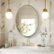 Brushed Gold Oval Mirror for Bathroom Vanity Antirust Aluminum Frame Wall Mirror